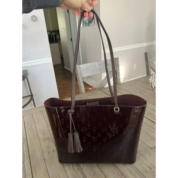 Louis Vuitton Bags Louis Vuitton Long Beach Mm M9475 Tote Bag Shoulder Monogram Vernis Purple Gold Poshmark
